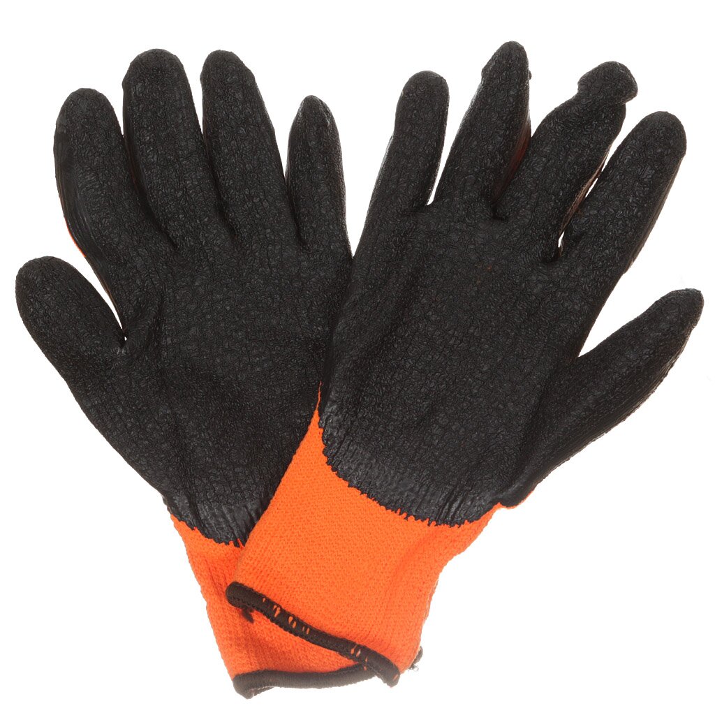 Перчатки х/б, латексный облив двойной, оранжевая основа, усиленные, Торро перчатки полиэстер латексный облив 9 l надёжный захват скользких предметов fiberon