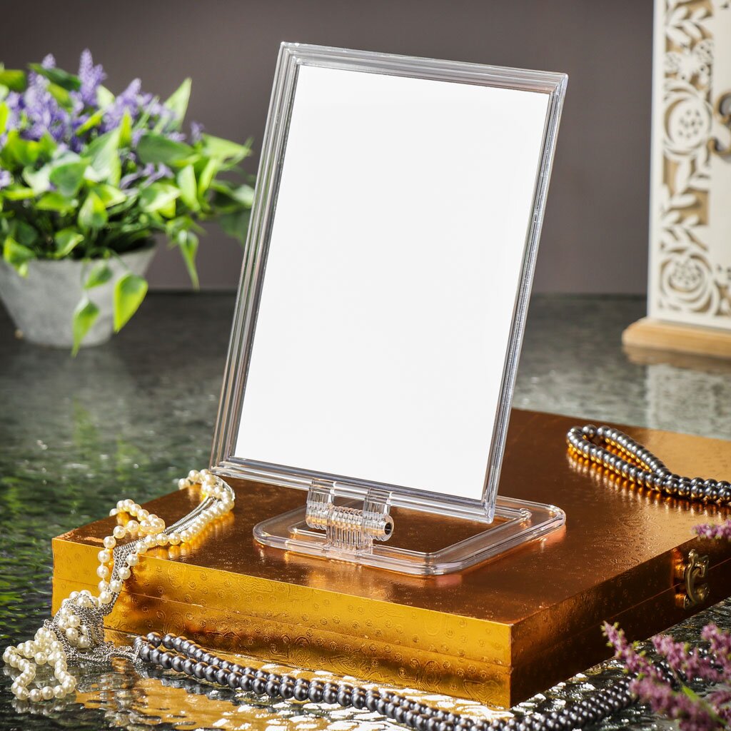 Зеркало настольное, 16.5х34 см, пластик, прямоугольное, прозрачное, Y3-896 clevercare зеркало с подсветкой настольное косметическое