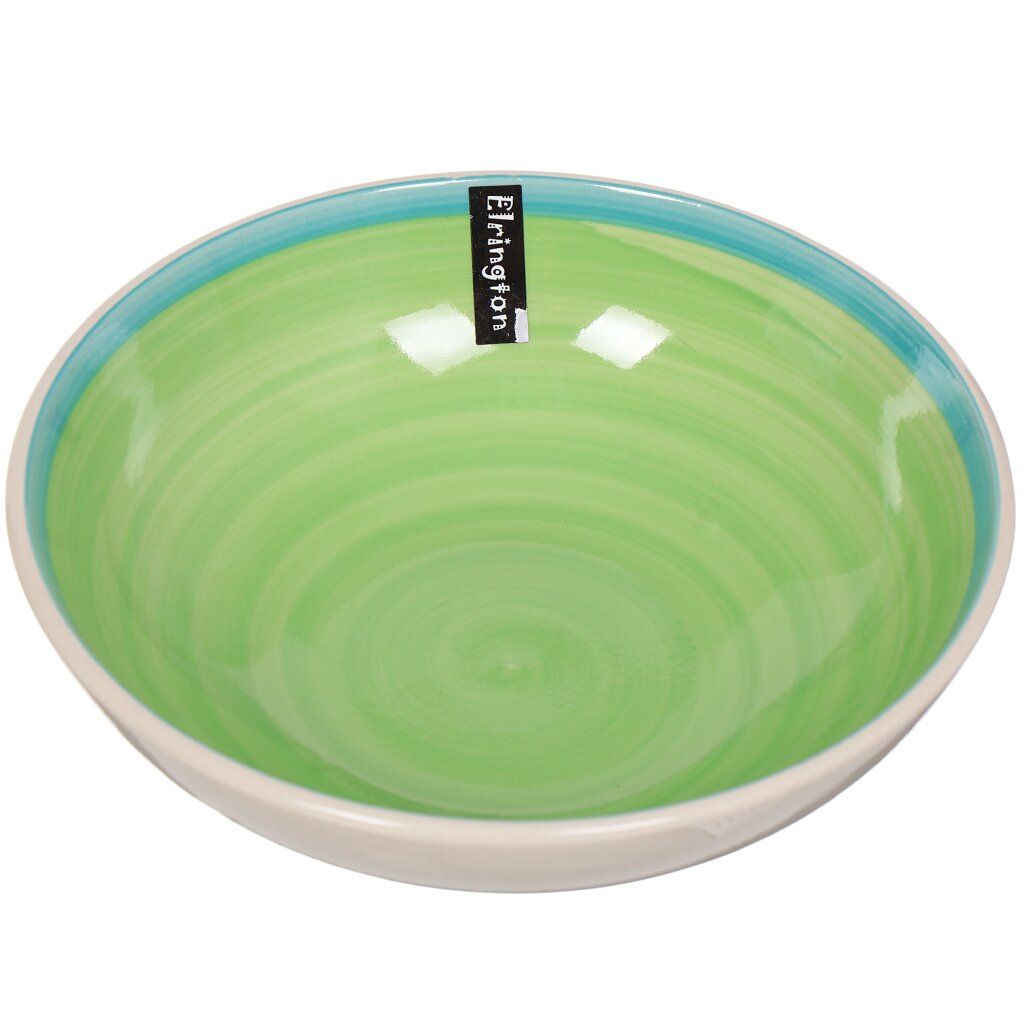 Тарелка суповая, керамика, 18 см, круглая, Аэрография Зелень Лета, Elrington, 139-23031, салатовая