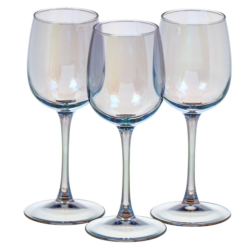 Бокал для вина, 300 мл, стекло, 3 шт, Glasstar, Васильковый, RNVS_8164_11 bentley бокалы для белого вина 6 шт