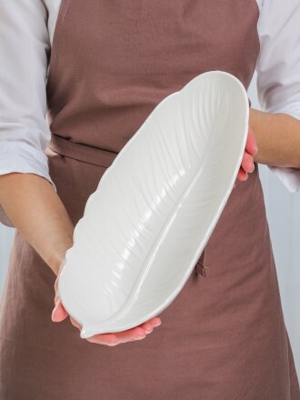 Салатник керамика, 35х14х8 см, Белый лист, B010392