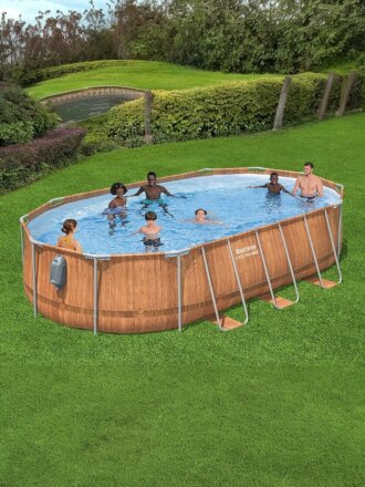 Бассейн каркасный Bestway, 610х366х122 см, Power Steel, 56719, фильтр-насос, лестница, 20241 л