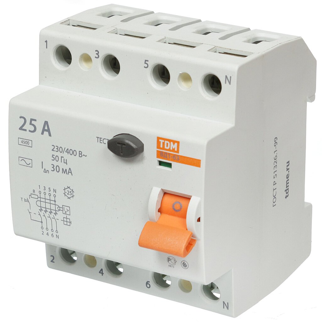 Устройство защитного отключения TDM Electric SQ0203-0032, 25 А, 30 мА