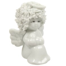 Фигурка декоративная керамика, Кудрявый ангелок, 6.5х4х7 см, диз.1, белая, Y4-5189-1