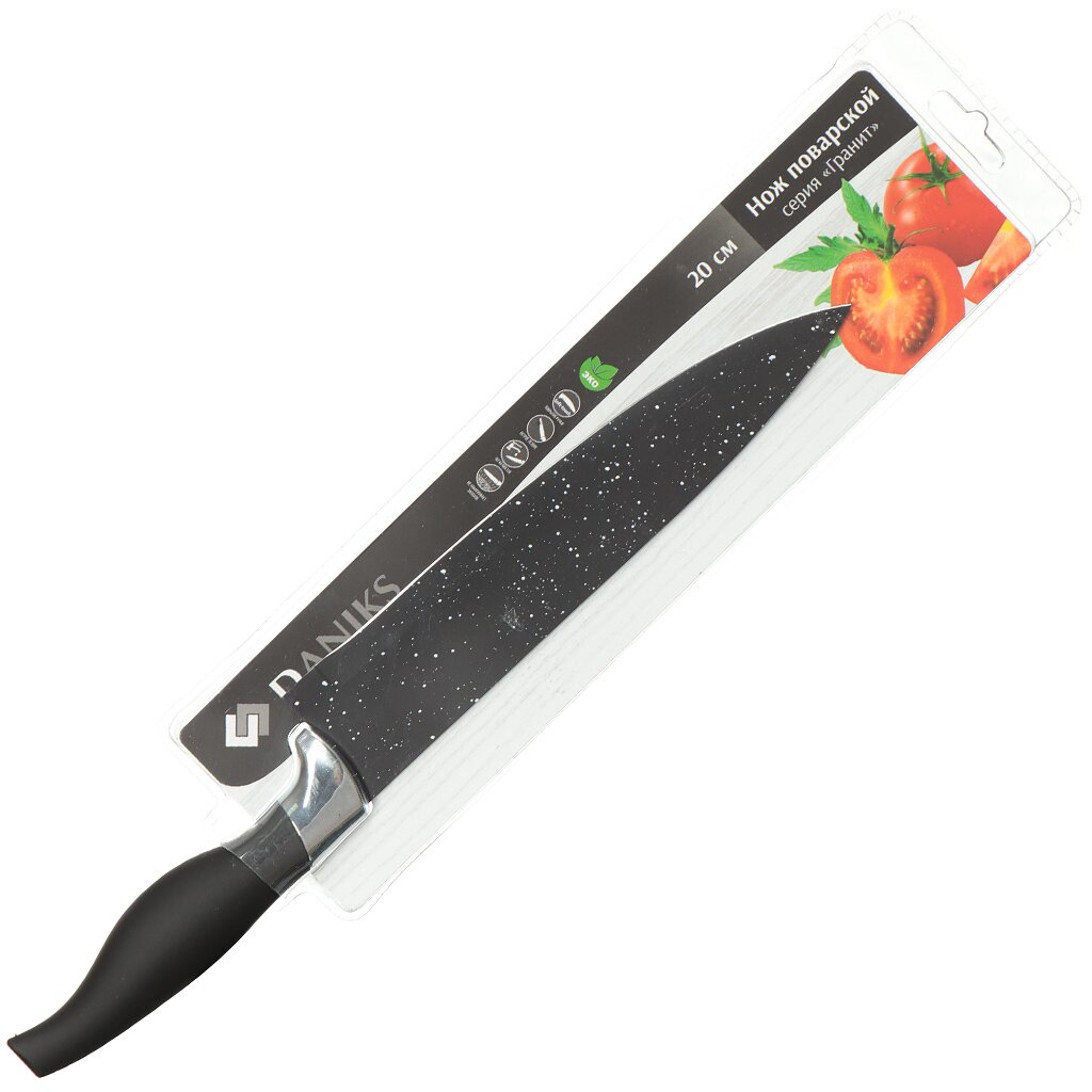 Нож кухонный Daniks, Гранит, шеф-нож, нержавеющая сталь, 20 см, рукоятка пластик, YW-A204-CH нож кухонный daniks verde для овощей нержавеющая сталь 9 см рукоятка пластик ja2021121 5