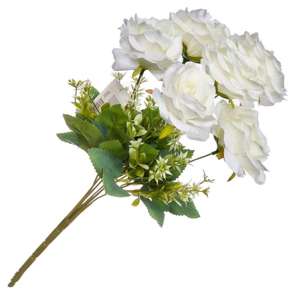 Цветок искусственный Роза, 40 см, белый, Y4-6942 ок искусственный декоративный роза с бутоном 43 см белый y3 1536