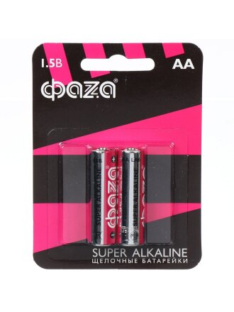Батарейка ФАZА, АА (LR6, 15A), Super Alkaline, щелочная, 1.5 В, блистер, 2 шт, 2858443