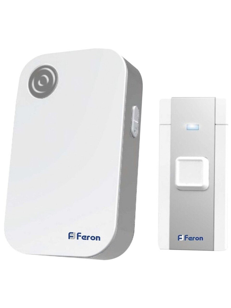 Звонок дверной беспроводной, на батарейках, 36 мелодий, кнопка IP 20, 3х1.5В, ААА, белый, серый, Feron, Е372, 23685