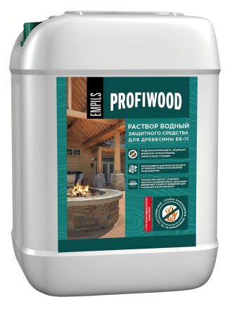 Антисептик Profiwood, ОгнеБио, для дерева, 1 гр.ББ-11, концентрированный, с индикатором, 10 л