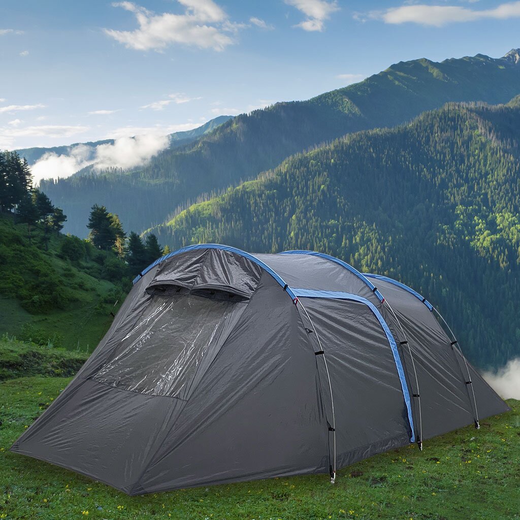 Палатка 4-местная, 255+225х270х155 см, 2 слоя, 1 комн, с москитной сеткой, Green Days, Tunel tent палатка туристическая аtemi kama 5c 5 местная синий жёлтый
