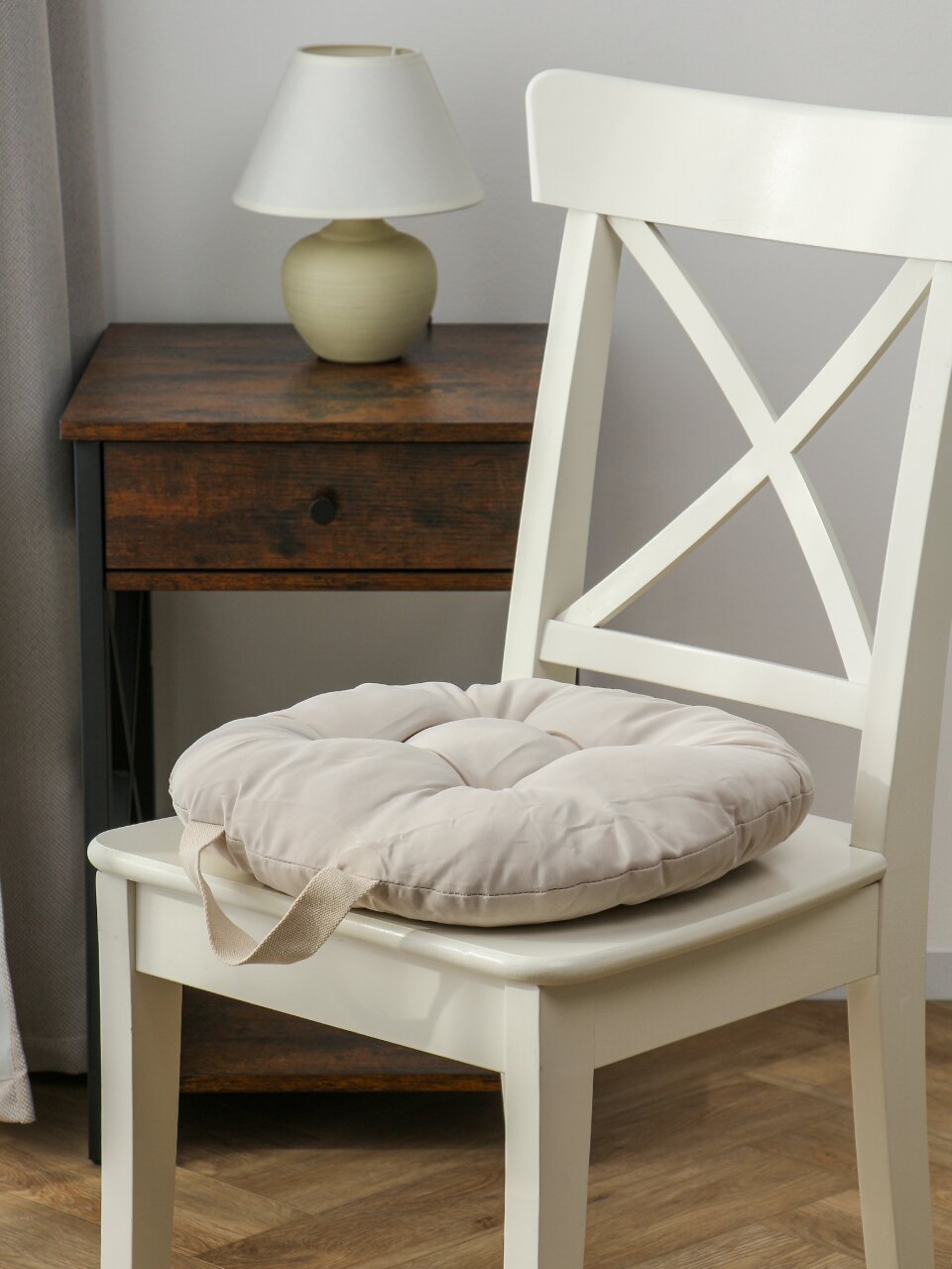 Сиденье мягкое 100% полиэстер, 40х40 см, бежевое, с ручкой, A140084