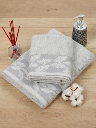 Полотенце банное 70х140 см, 100% хлопок, 500 г/м2, Перо, Barkas, серое, Узбекистан