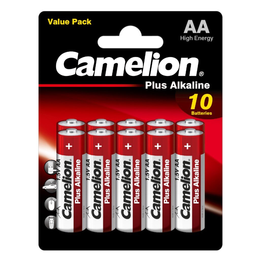Батарейка Camelion, АА (LR6-BP10), Alkaline Plus, алкалиновая, 1.5 В, блистер, 10 шт, 14854 батарейка camelion lr521 g0 bl 10 ag0 bp10 10 штук