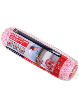 Валик малярный Акор, Профи, полиакрил, 240 мм, красно-белый, 254 48 024