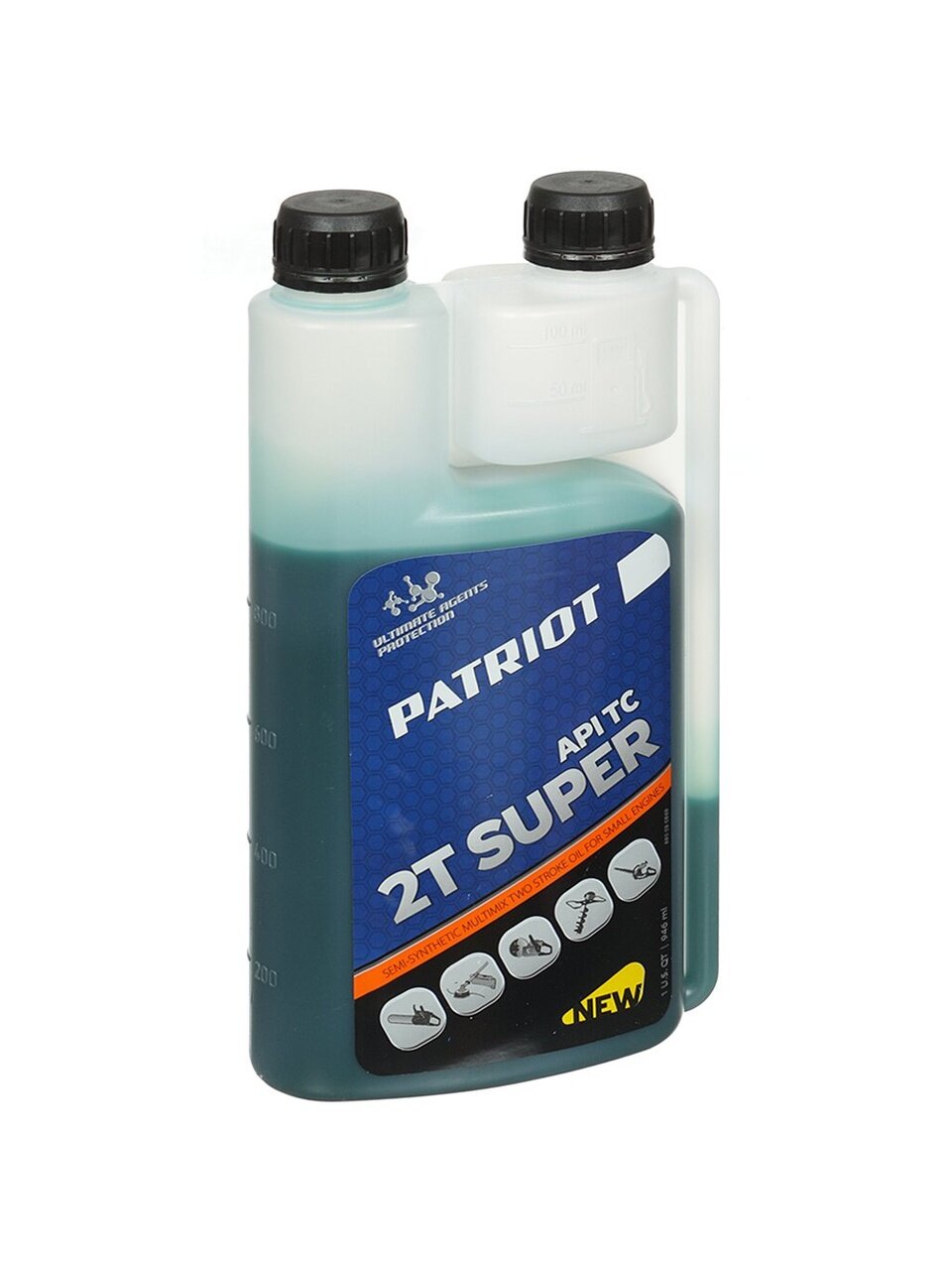Масло машинное полусинтетическое, для двухтактного двигателя, Patriot, Power Super Active 2T, 0.946 л, с дозатором, 850030569