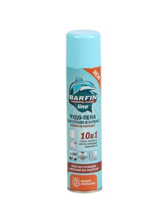 Средство для стекол и зеркал Barfin, Чудо-пена, с ароматом апельсина, 300 мл, аэрозоль