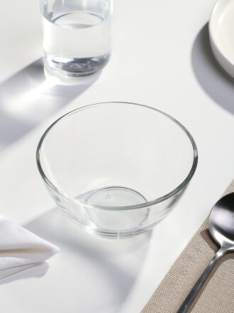 Салатник стекло, круглый, 13х7 см, Гладкий, ОСЗ, С1542