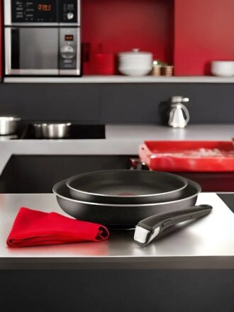 Набор сковородок алюминий, антипригарное покрытие, Tefal, 5 Ing Black, съемная ручка, 22 см, 26 см, 042 38 830