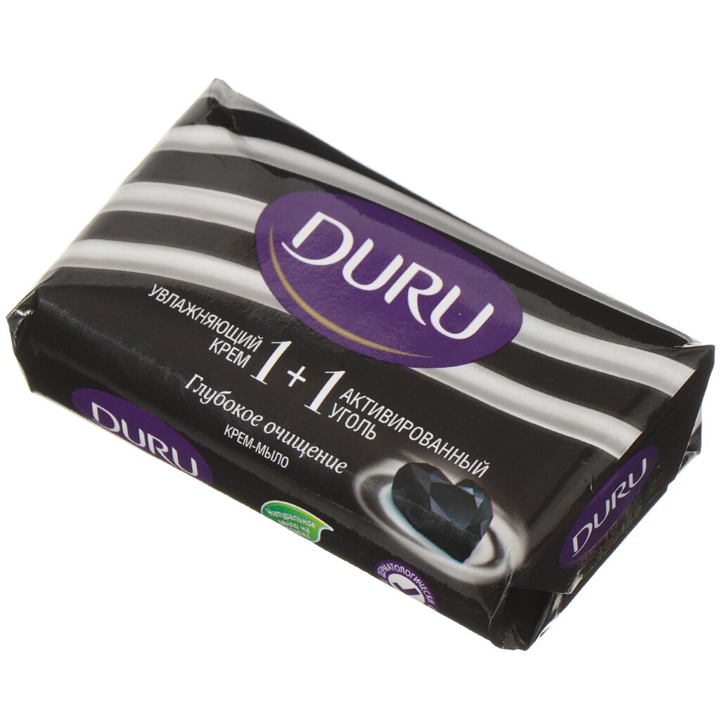 Крем-мыло Duru, 1+1 Активированный уголь, 80 г мыло duru hydro pure лепестки сакуры 106 г косметическое