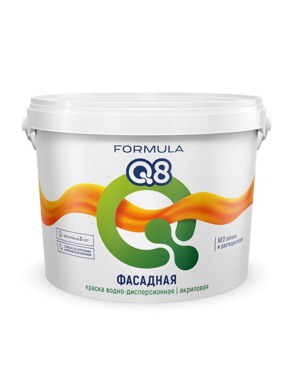 Краска водно-дисперсионная, Formula Q8, акриловая, фасадная, матовая, белая, 4.5 кг