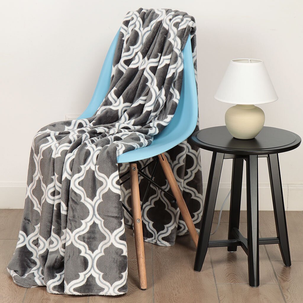 Плед 2-спальный, 180х200 см, 100% полиэстер, Silvano, Дамаск, серый, SР-77