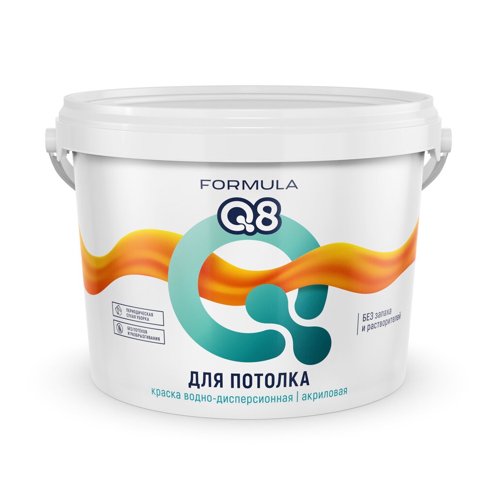 Краска воднодисперсионная, Formula Q8, акриловая, для потолков, матовая, 3 кг