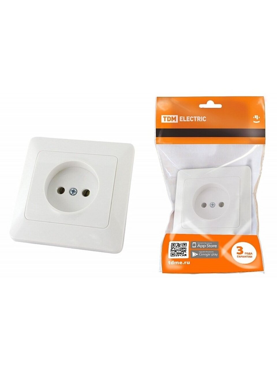Розетка скрытой установки, 1 гнездо, без заземления, 10 А, 250 В, белая, 2П, TDM Electric, Ильмень, SQ1823-0009