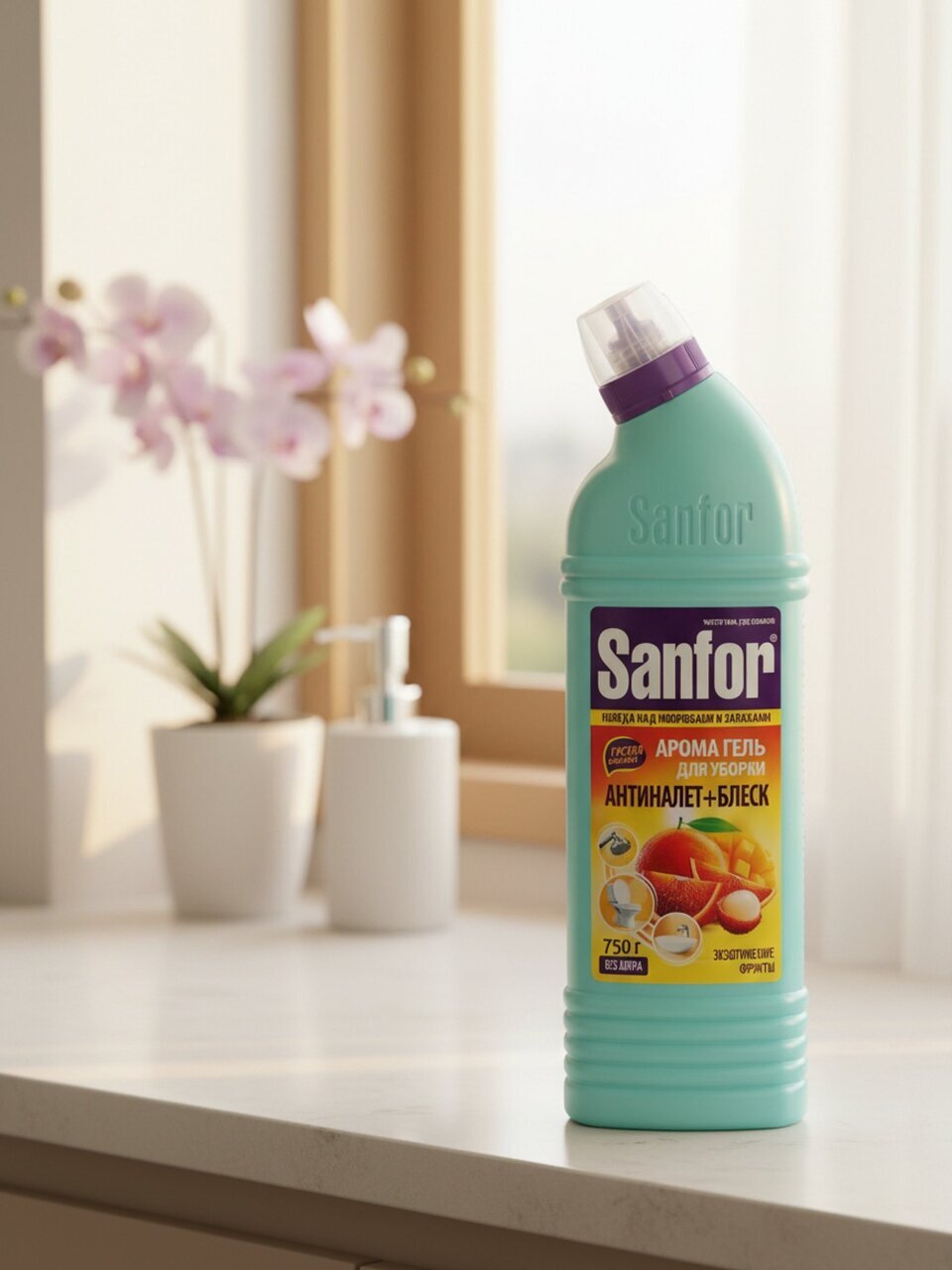 Чистящее средство для сантехники, Sanfor, Экзотические фрукты, гель, 750 г