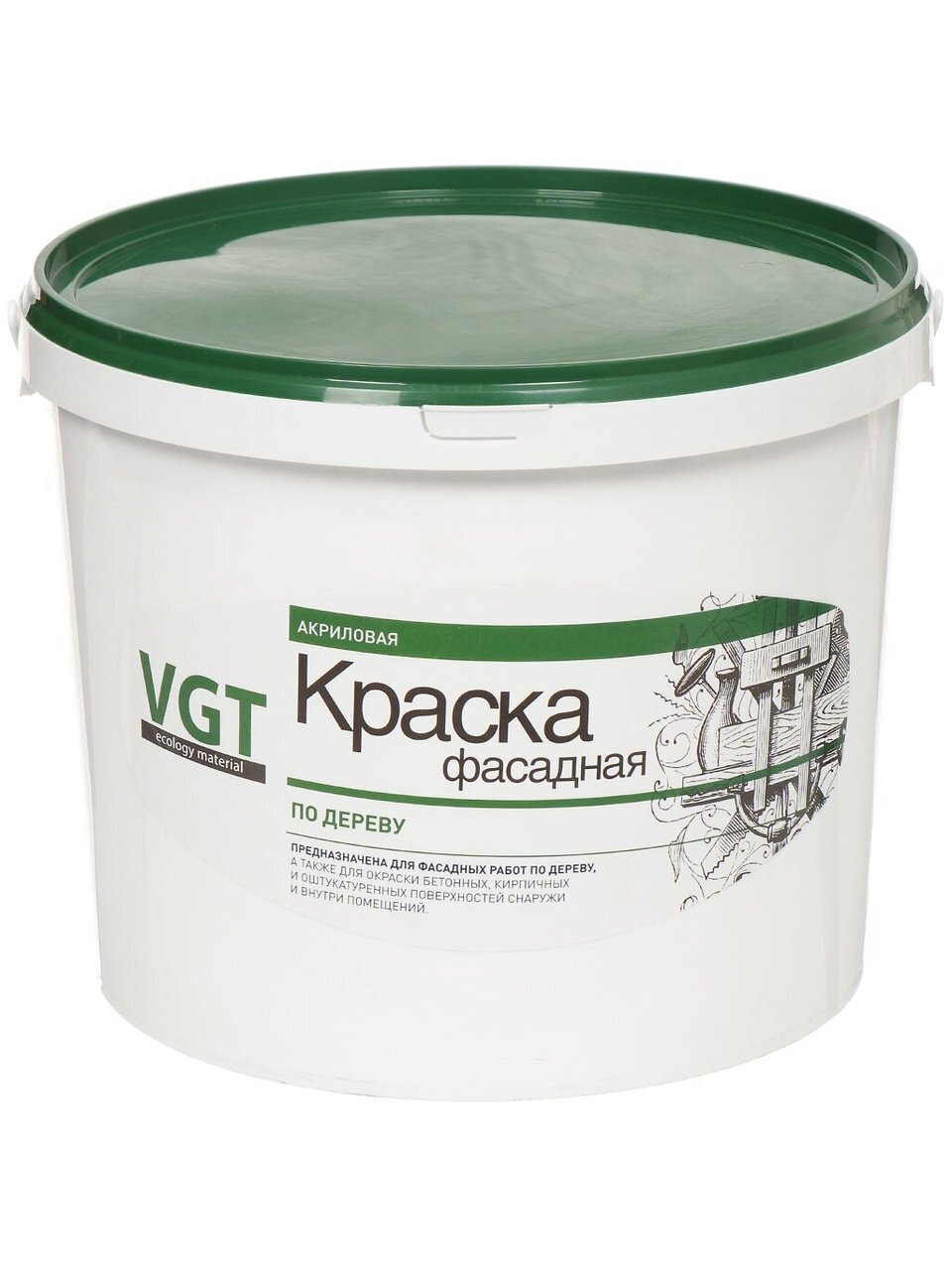 Краска водно-дисперсионная, VGT, акриловая, фасадная по дереву, влагостойкая, матовая, 7 кг