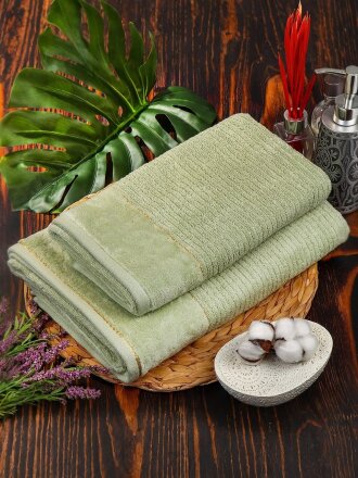 Полотенце банное 50х90 см, 100% хлопок, 500 г/м2, Оксфорд, бледно-зеленое, Узбекистан, 532025090