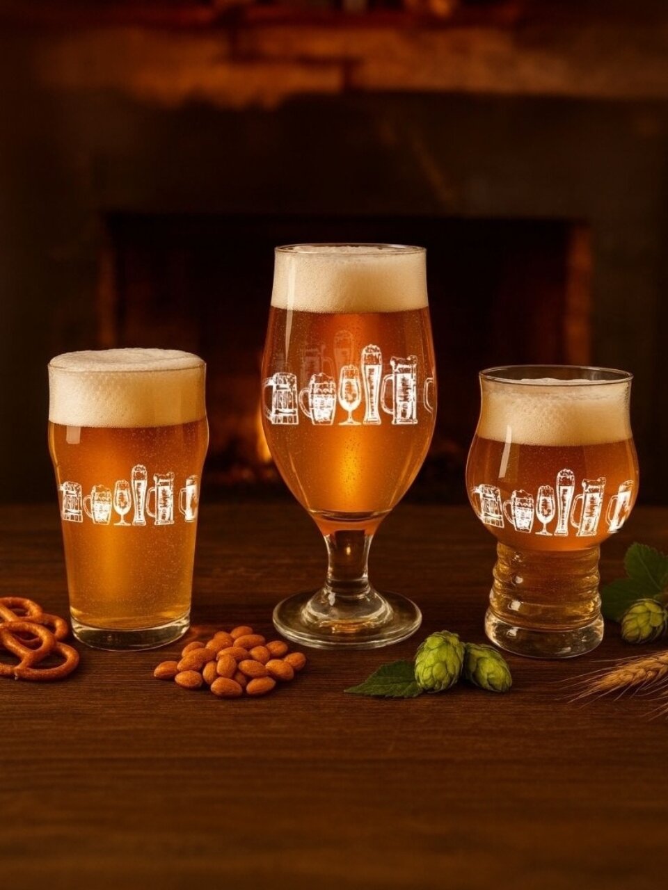 Стакан стекло, 3 шт, Декостек, Пивная трилогия, 570 мл, 630 мл, 560 мл, подарочная упаковка, прозрачный, 1209