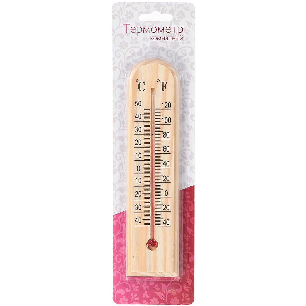 Термометр комнатный, пластик, Деревянный, полукруглый, блистер, С1102 термометр комнатный пластик деревянный полукруглый блистер с1102