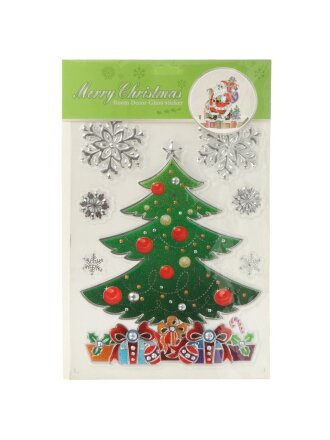 Наклейка на стекло, 23х38 см, микс, Дед Мороз, Y4-5619