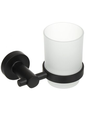 Стакан для зубных щеток, 12.5х7х5 см, металл, черный, Y9-047