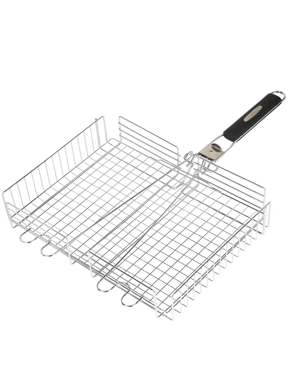 Решетка барбекю 400х300х70 мм, Гурман, хром, нержавеющая сталь, рукоятка резина, складная, 11100002-1(40-30)