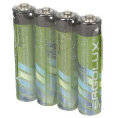 Батарейка Ergolux, ААА (LR03, R3), Zinc-carbon, солевая, 1.5 В, спайка, 4 шт, 12440