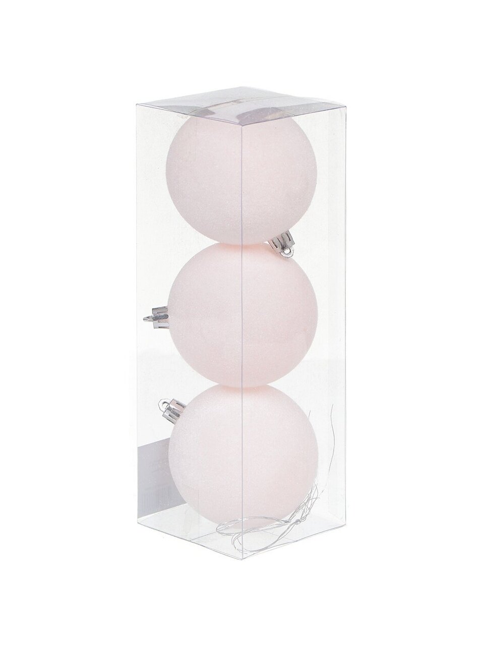 Елочный шар 3 шт, светло-розовый, 8 см, флок, SYQE-012280BP