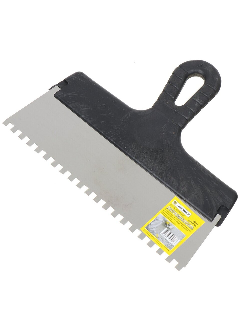 Шпатель для клея, нержавеющая сталь, зубчатый, 25 зуб, 6х6 мм