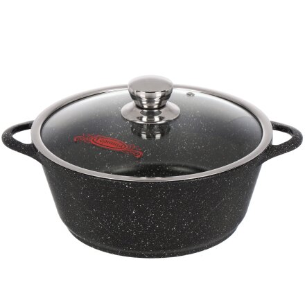 Кастрюля алюминий, антипригарное покрытие, 4 л, крышка стекло, Горница, Гранит Induction, Ик2633аг, индукция
