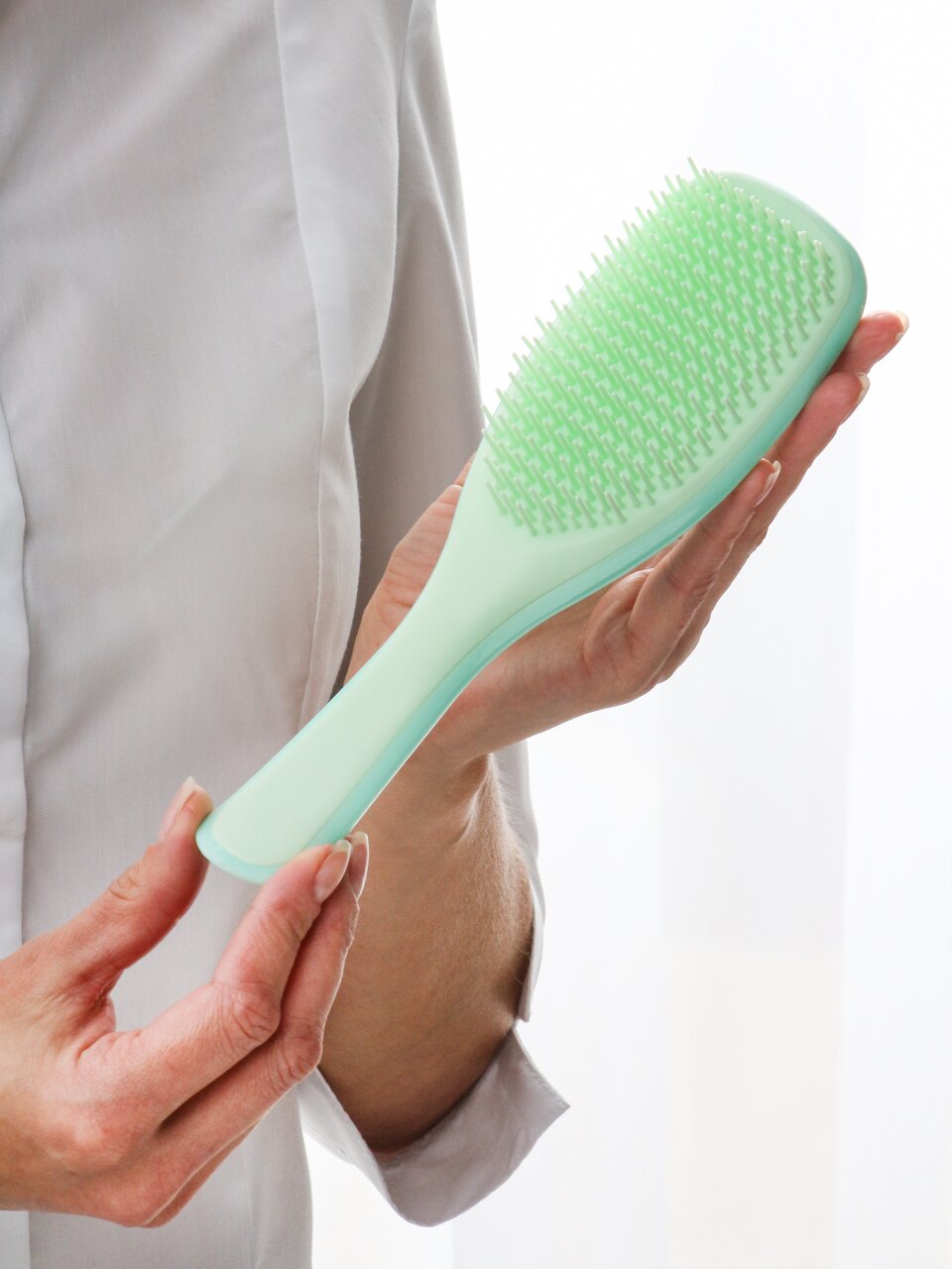Расческа массажная, 22х6.5 см, пластик, пластиковая ручка, антистатическая, светло-зеленая, A100083
