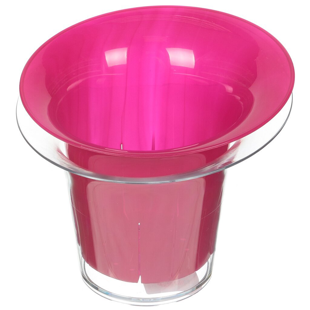 Горшок для цветов пластик, 1 л, 19х19х17 см, для орхидей, малиновый прозрачный, Idea, Адель, М 3104