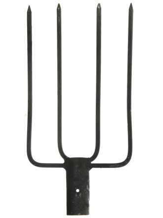 Вилы навозные, четырехрогие, рельсовая сталь, черенок деревянный, кованные, 1 сорт