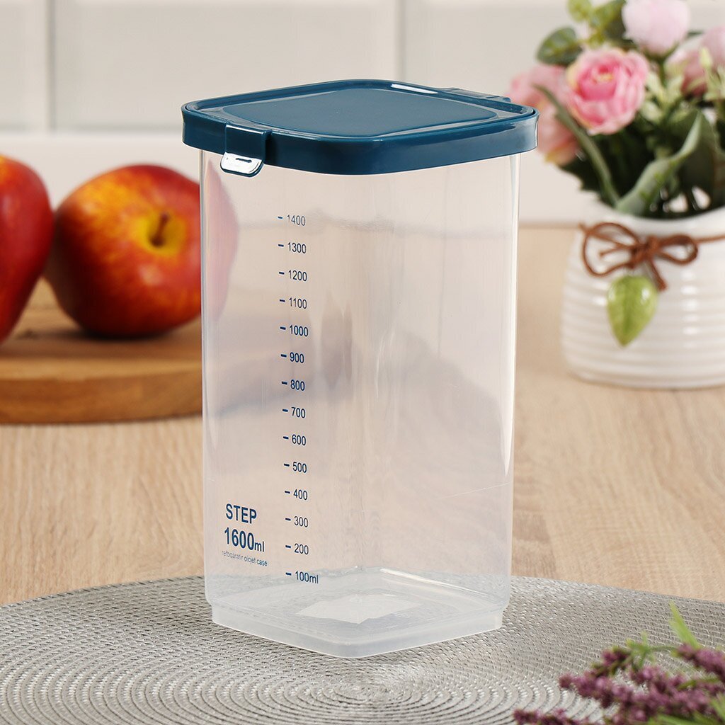 Банка для сыпучих продуктов, пластик, 1.6 л, с крышкой, H04