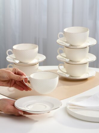 Набор чайный фарфор, 12 предметов, на 6 персон, 275 мл, Jewel, Адель, ПС0014-33