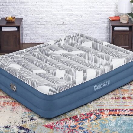 Матрас надувной Bestway, 203х152х36 см, 6712Y, насос встроенный, электрический, флокированный, с сумкой, 300 кг