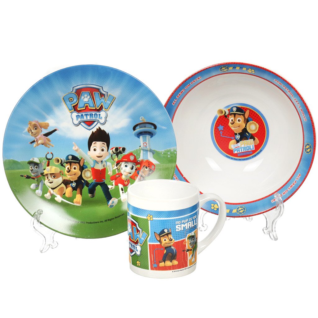 Набор детской посуды из керамики Щенячий патруль PPS3-1, 3 предмета (кружка 240 мл, тарелка 190 мм, салатник 180 мм)