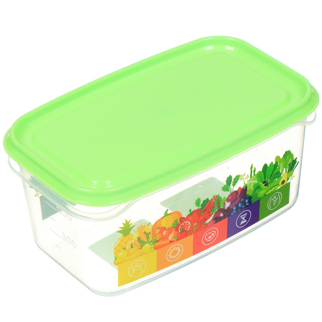 Контейнер пищевой пластик, 0.5 л, салатный, прямоугольный, Berossi, Vitaline, ИК 41238000