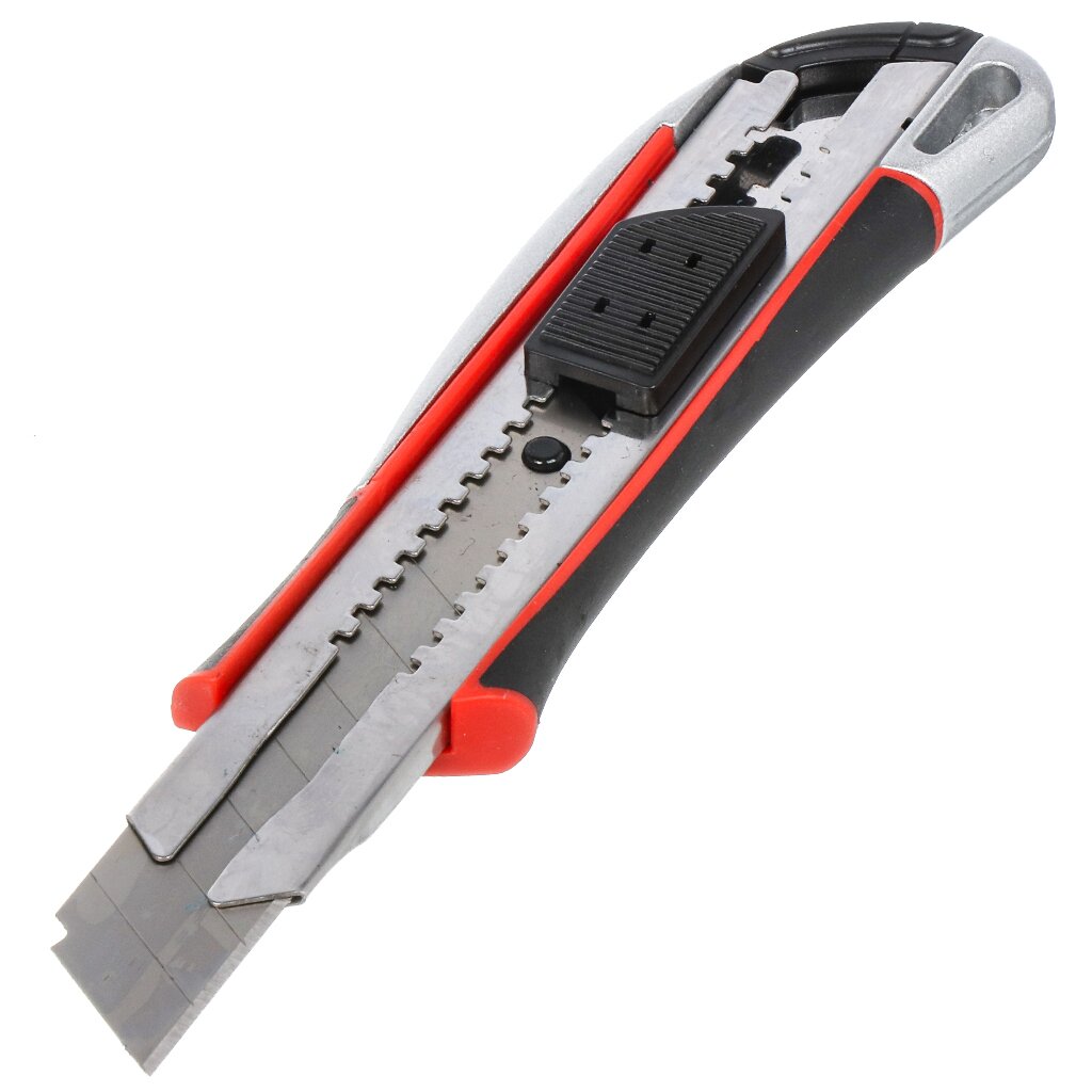 Нож строительный, 25х125 мм, резина, алюминий, выдвижное лезвие, Bartex, AI-2904004 нож строительный курс тренд 10174 пластиковый корпус сегментное лезвие 18 мм