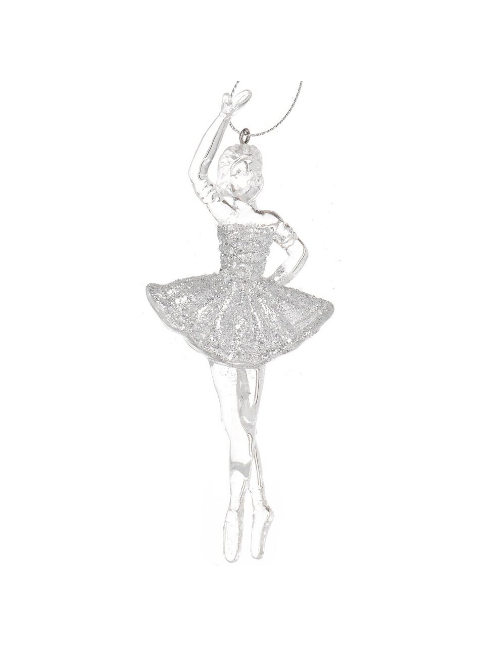 Елочное украшение Балерина, серебро, 14.5 см, пластик, SYYKLA-191941
