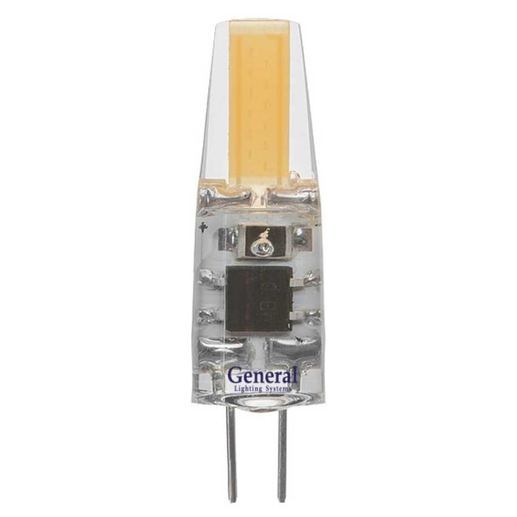 Лампа светодиодная G4, 3 Вт, 220 В, капсула, 2700 К, свет нейтральный белый, General Lighting Systems, GLDEN-C лампа светодиодная